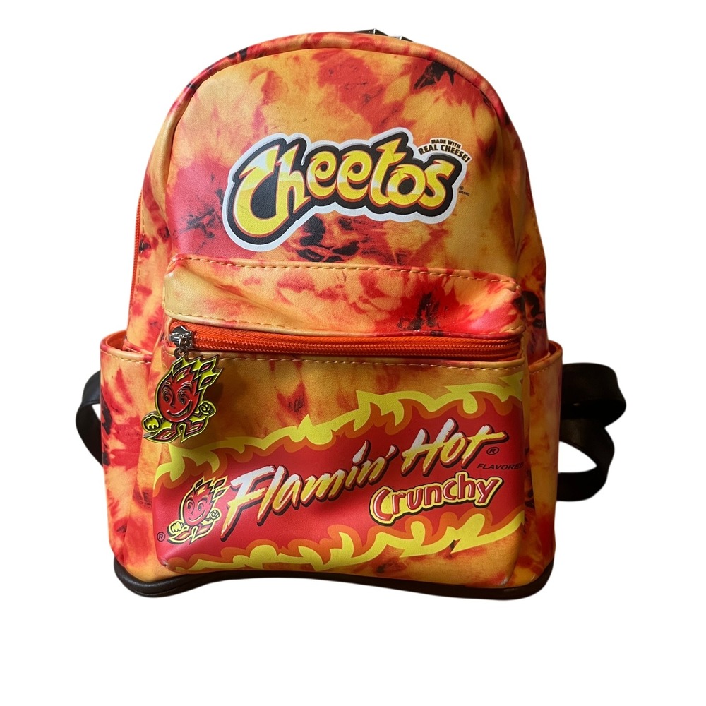 Cheetos Flamin Hot Crunchy Novelty Backpack Flame Print Faux Leather Bag